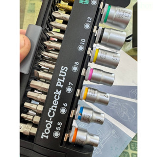 鹿洋五金 德國 Wera 1/4"迷你棘輪扳手+起子柄+彩色套筒+起子頭-39件超值組 TOOL-CHECK PLUS 
