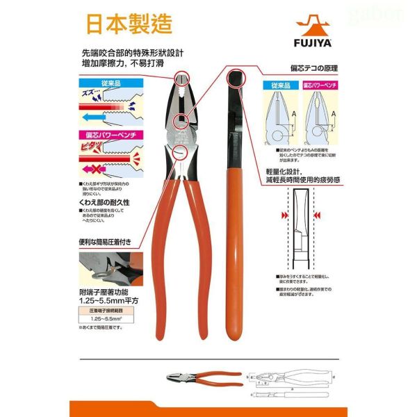 鹿洋五金 日本製 富士箭 FUJIYA 超省力 強力 鋼絲鉗 老虎鉗 3000TP-200 3000TP-225 