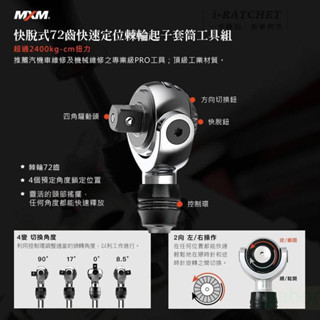 含稅 鹿洋五金 MXM 專業級PRO快脫式72齒快速定位棘輪起子套筒工具組 台灣製造  MI84021 