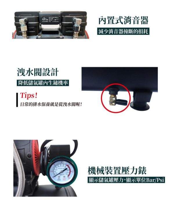 MENIC 美尼克 1480W 超輕量 鋁製桶身 無油式空壓機 40L 