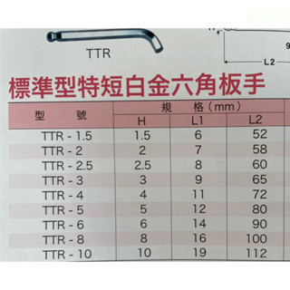 含稅 附發票 鹿洋五金 日本 EIGHT TTR-S9 組立標準型特短白金六角板手 狹小空間用 