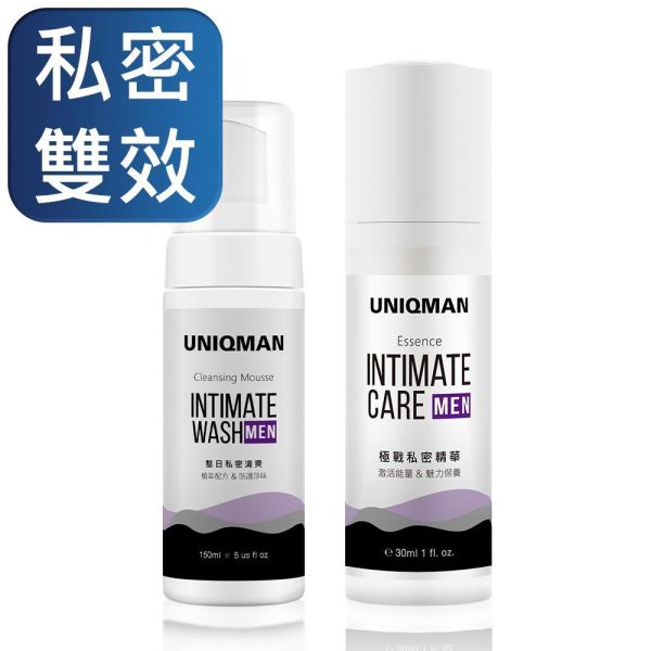 UNIQMAN 制霸洗護組 男性私密慕斯(150ml/瓶)+男仕極戰私密精華(30ml/瓶) 男性私密慕斯,男仕私密精華,男性私密清潔,私密異味,男性私密保養,私密處清潔推薦,抗菌去味,黑瑪卡,精胺酸,私密處保養