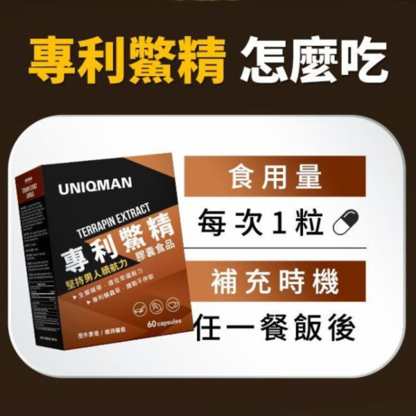 UNIQMAN 專利鱉精 膠囊 (60粒/盒)【堅持不懈｜多入更優惠】 鱉精,補腎,蛹蟲草,漢方保健
