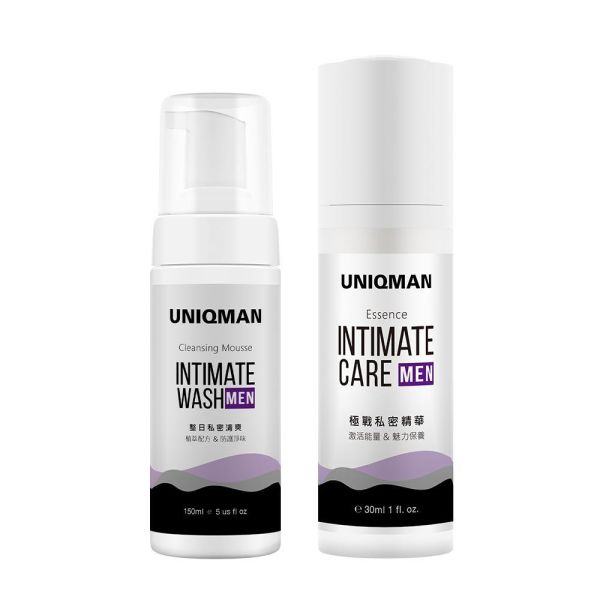 UNIQMAN 制霸洗護組 男性私密慕斯(150ml/瓶)+男仕極戰私密精華(30ml/瓶) 男性私密慕斯,男仕私密精華,男性私密清潔,私密異味,男性私密保養,私密處清潔推薦,抗菌去味,黑瑪卡,精胺酸,私密處保養