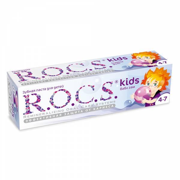 R.O.C.S. 含氟 4-7歲兒童牙膏泡泡糖 35ml/45g 含氟,兒童牙膏,預防蛀牙,木醣醇,小朋友,強化琺瑯質,天然酵素