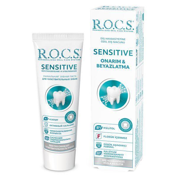 (優惠組)R.O.C.S. 雙效牙膏 敏感修護&淨白 60ml/74g ROCS,不含氟,強化琺瑯質,溫和,天然酵素,亮白,薄荷