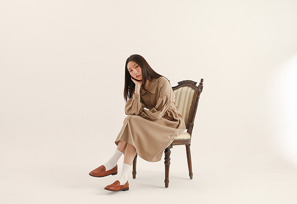 Peaceful_寧靜法式洋裝_卡其 