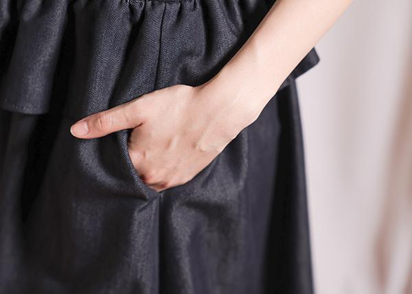 HuaZou_花奏縐摺裙_單寧黑 