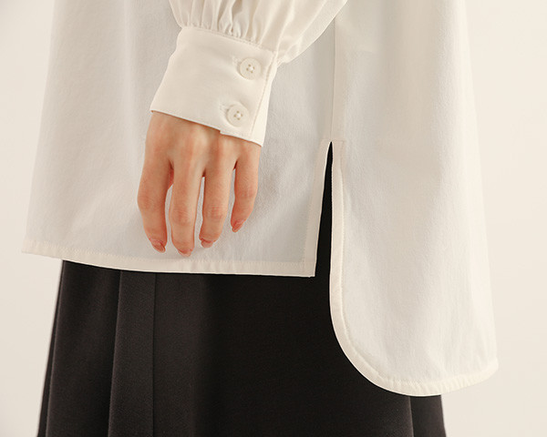 AlmondBlossoms_杏花長版襯衫_白 