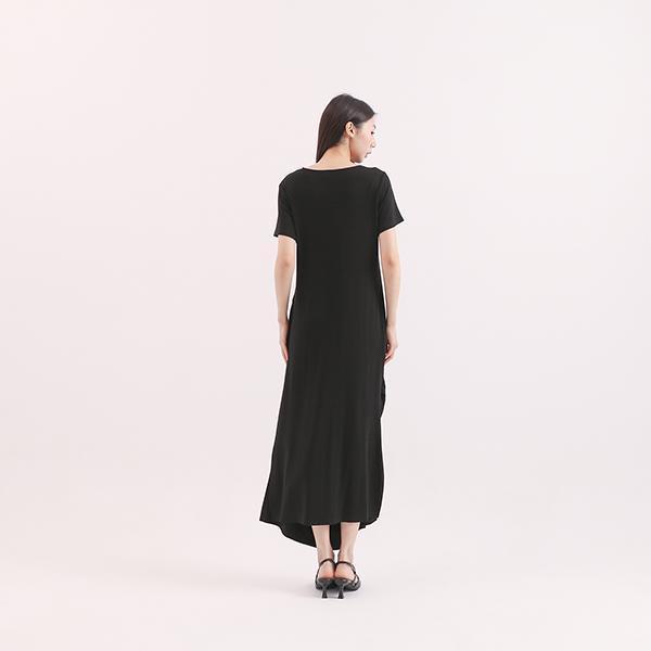 Yuqu_玉粹皺褶洋裝_黑 