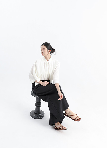 Misplaced 錯置大褶子寬褲_黑 