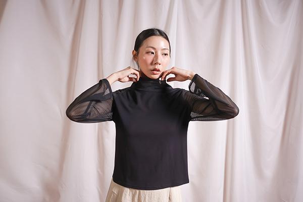 Shade_形影拼接上衣_黑 