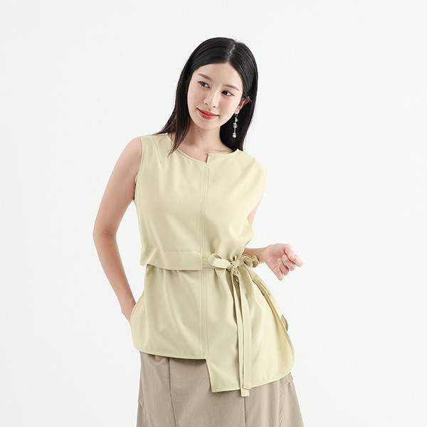 Gede_哥德剪接背心_芥黃 