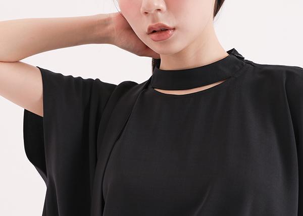Chunmian_春眠立領變化上衣_黑 