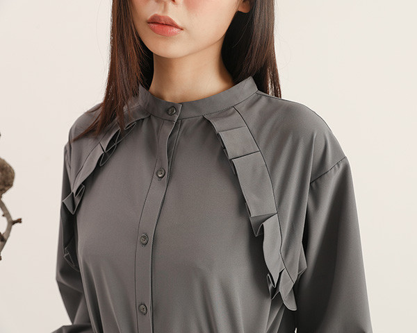 Feifei_飛飛荷葉洋裝_ 灰 