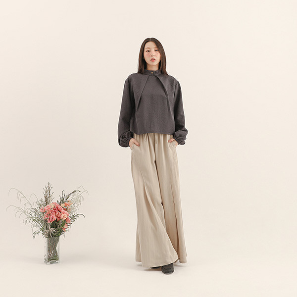 Ruoshui_若水褶片上衣_深藍