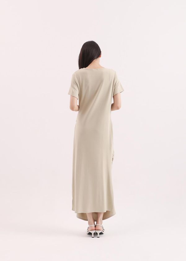 Yuqu_玉粹皺褶洋裝_芥末黃 