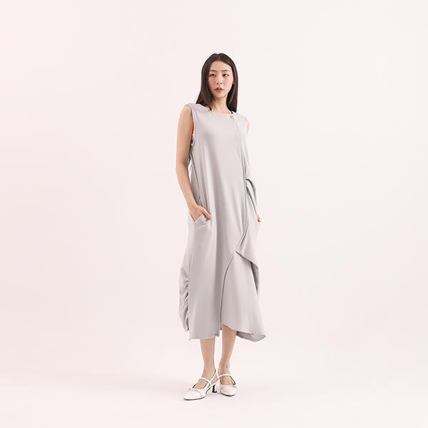 Huayuan_花苑剪接洋裝_淺藍 
