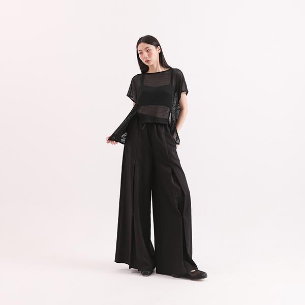 Mansheng_蔓生多層次寬褲_黑 