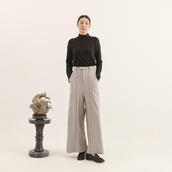 Meander_曲徑剪接長褲_灰 