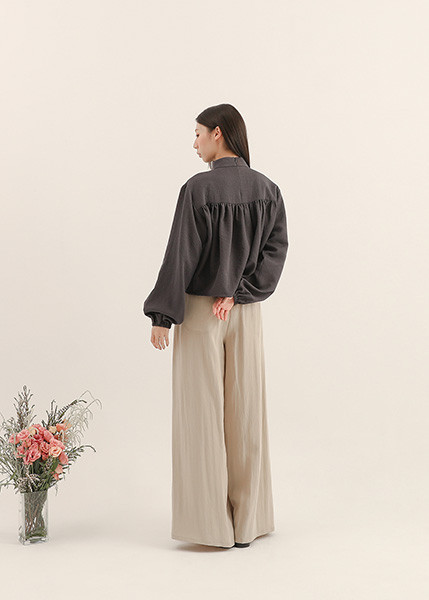 Ruoshui_若水褶片上衣_深藍