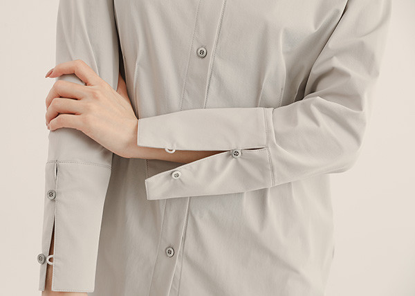 Serica_絲縷抓褶襯衫_水泥灰 