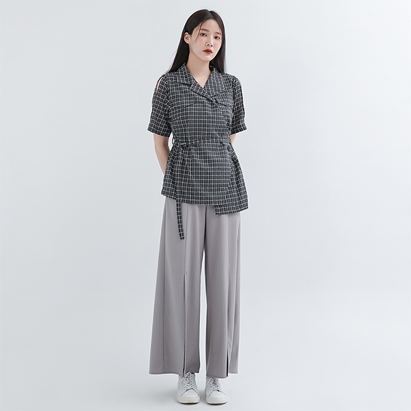 Extend_延伸開衩寬褲_灰條 