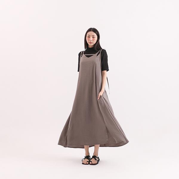 Xinyuan_心願剪裁細肩帶洋裝_灰 