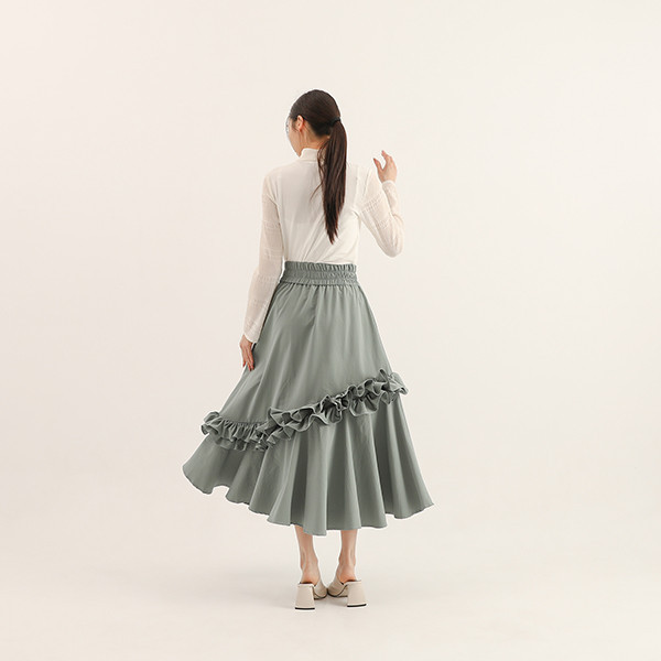 Zhirui _稚蕊荷葉長裙_藍綠 