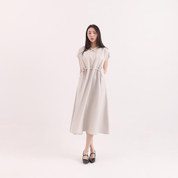Xiyue_溪月綁帶洋裝_卡其 