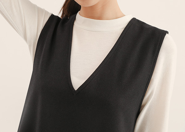 Dayrest_余暇剪接背心洋裝_藏青 