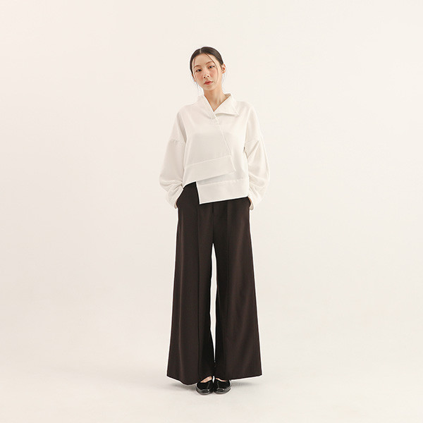 Jiaozhi_交織褶片上衣_白 