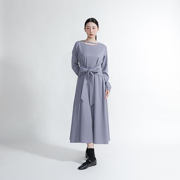 Sincere_真摯綁帶洋裝_灰藍 