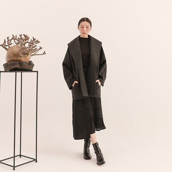 Intertwine_綢繆毛料大衣_黑 