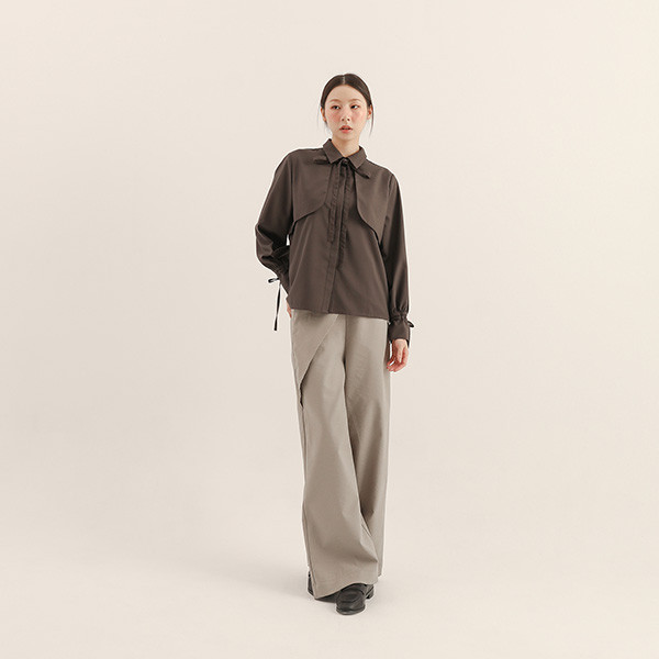 Pianzhi_偏執裁片襯衫_鐵灰