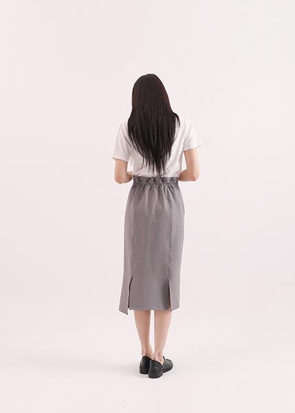 Adagio_微步剪接鉛筆裙_灰格紋 