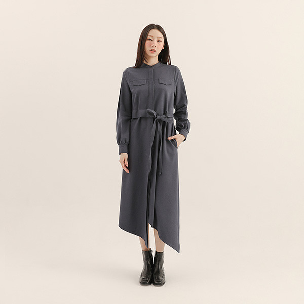 Outstand_曠世不對稱洋裝_藍 