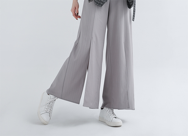 Extend_延伸開衩寬褲_灰條 