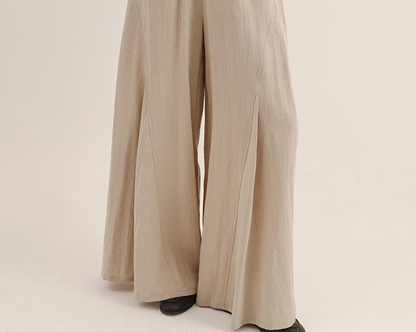 Feixu_飛絮剪接波浪長褲_卡其 