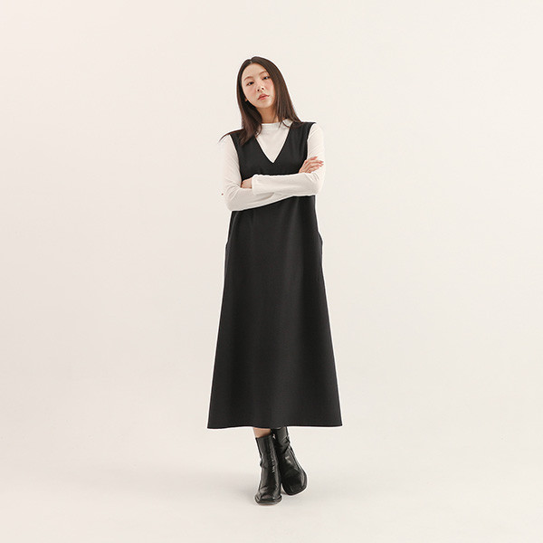 Dayrest_余暇剪接背心洋裝_藏青 