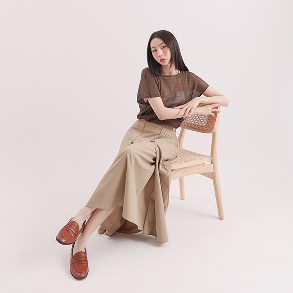 Backwards_回眸雙層長裙_卡其 