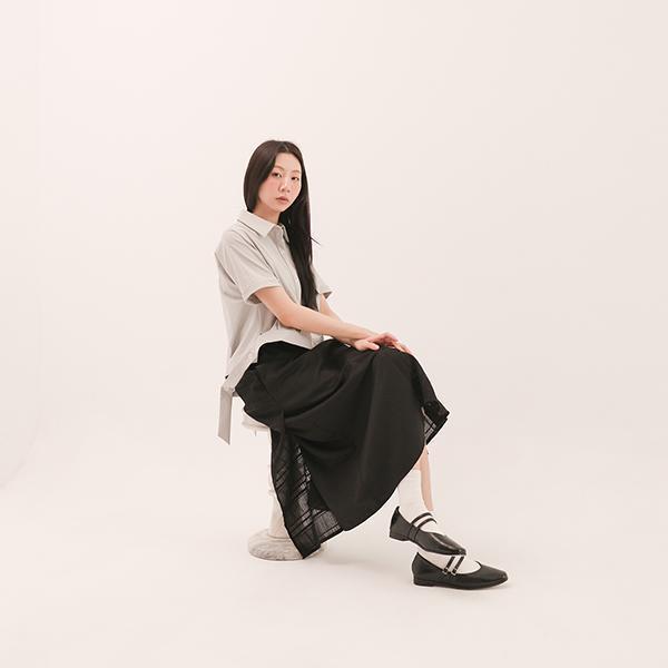 Erya_爾雅條帶襯衫_灰 