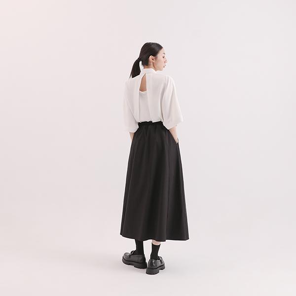 Backwards_回眸雙層長裙_黑 