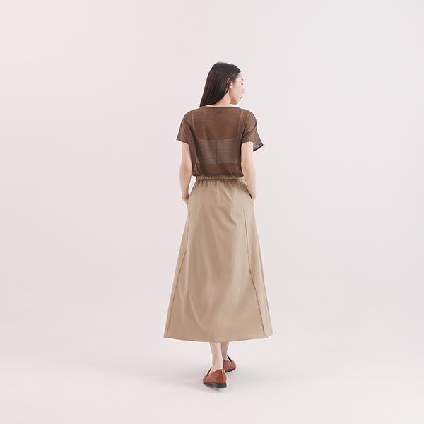 Backwards_回眸雙層長裙_卡其 