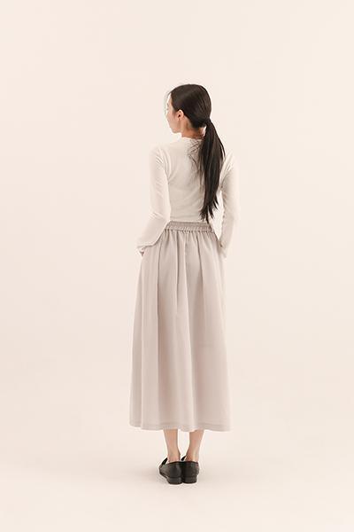 Jiban_羈絆褶片開衩裙_淺灰 