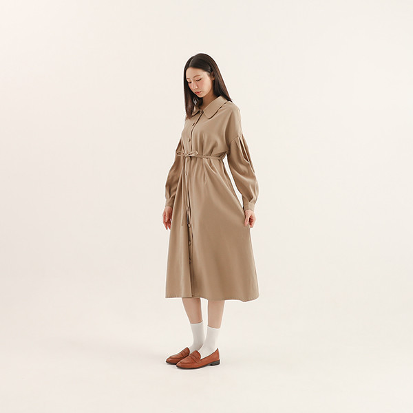 Peaceful_寧靜法式洋裝_卡其 