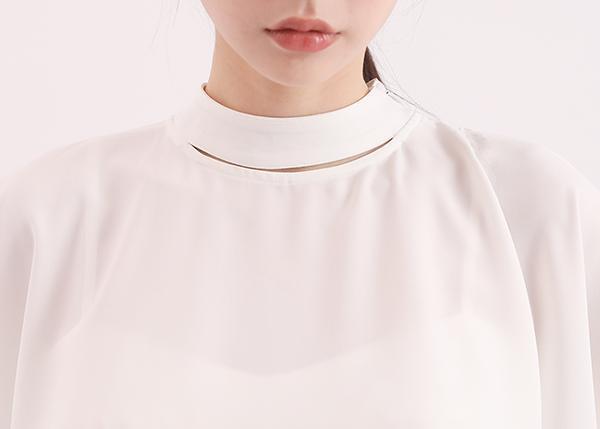 Chunmian_春眠立領變化上衣_白 