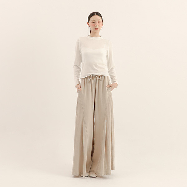 Feixu_飛絮剪接波浪長褲_卡其 