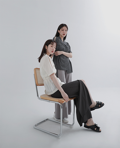 Extend_延伸開衩寬褲_黑條 