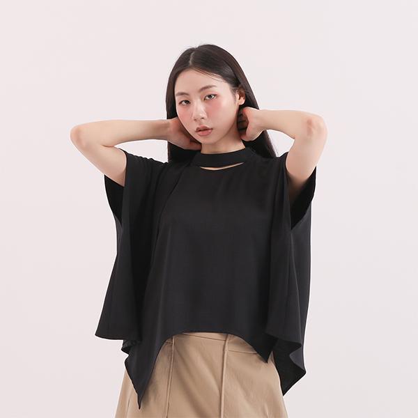 Chunmian_春眠立領變化上衣_黑 
